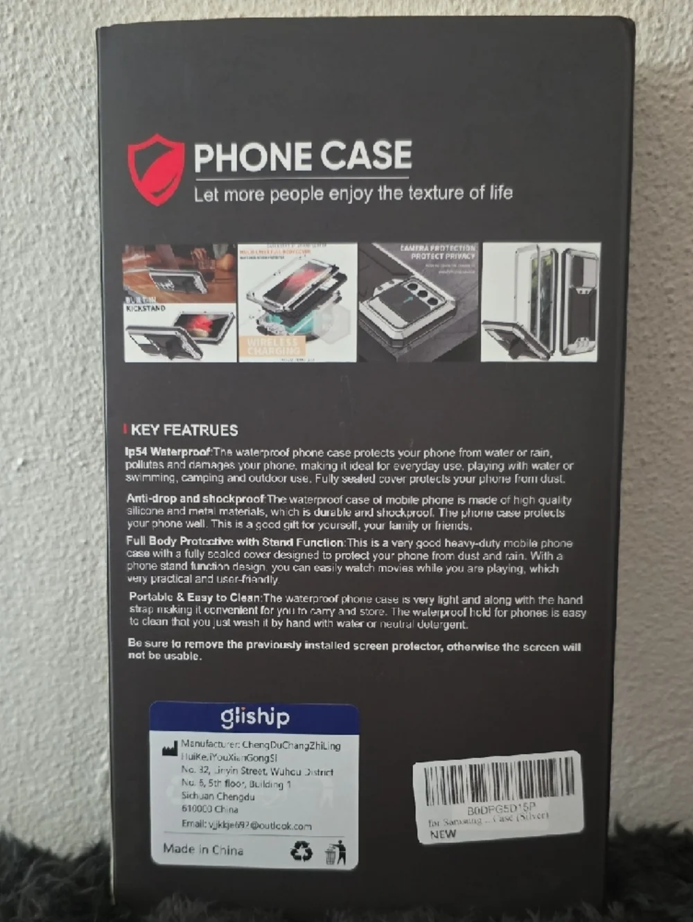 Silver and Black Rugged Phone Case